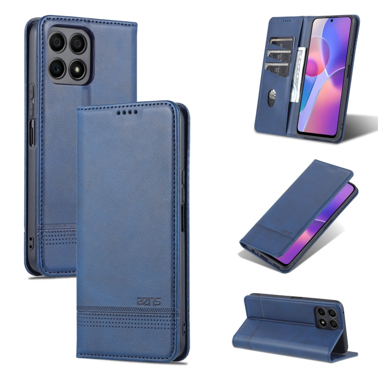 AZNS Custodia per telefono in pelle a vibrazione orizzontale con struttura in vitello magnetico, For vivo S10e / V23e, For vivo T1, For Honor X30i
