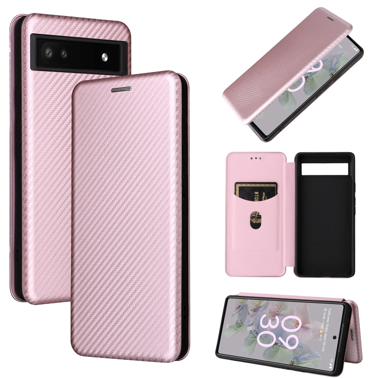 Custodia per telefono in pelle con vibrazione orizzontale magnetica in fibra di carbonio, For Google Pixel 6a