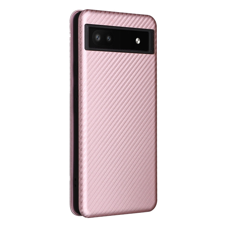 Custodia per telefono in pelle con vibrazione orizzontale magnetica in fibra di carbonio, For Google Pixel 6a