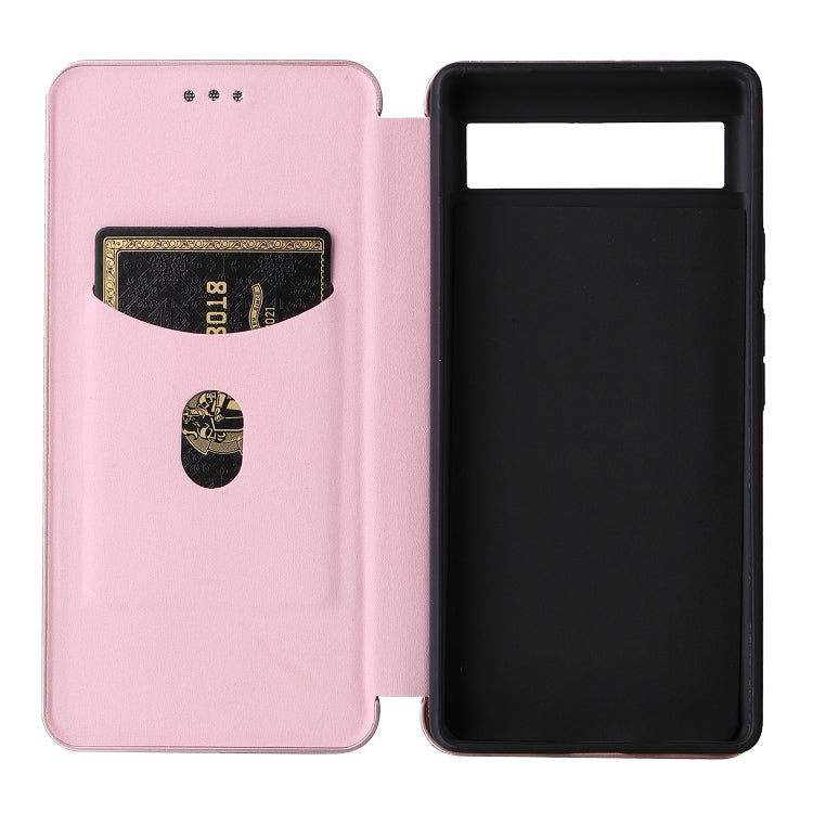 Custodia per telefono in pelle con vibrazione orizzontale magnetica in fibra di carbonio, For Google Pixel 6a