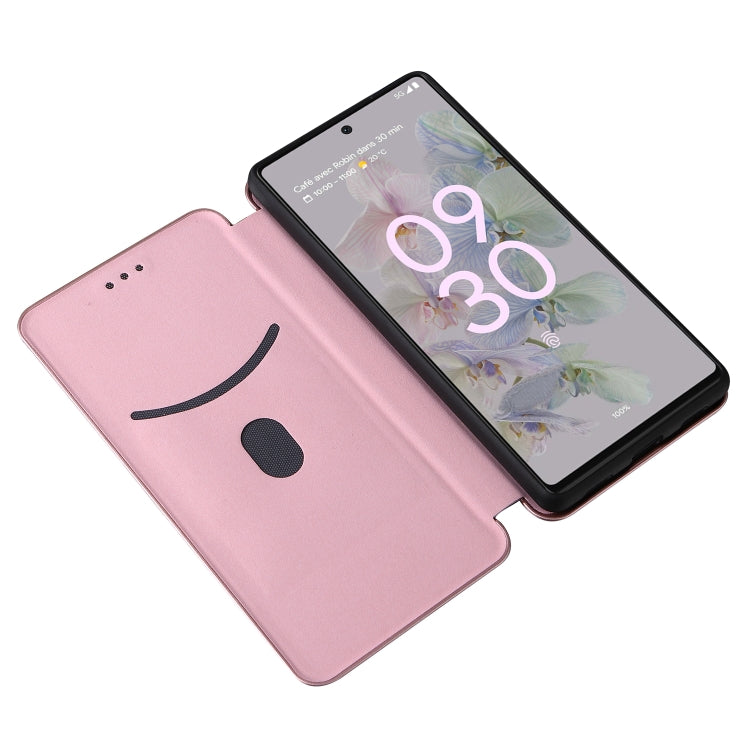 Custodia per telefono in pelle con vibrazione orizzontale magnetica in fibra di carbonio, For Google Pixel 6a