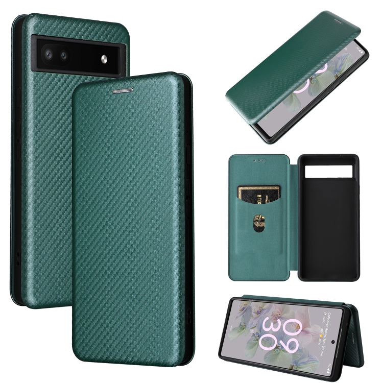 Custodia per telefono in pelle con vibrazione orizzontale magnetica in fibra di carbonio, For Google Pixel 6a