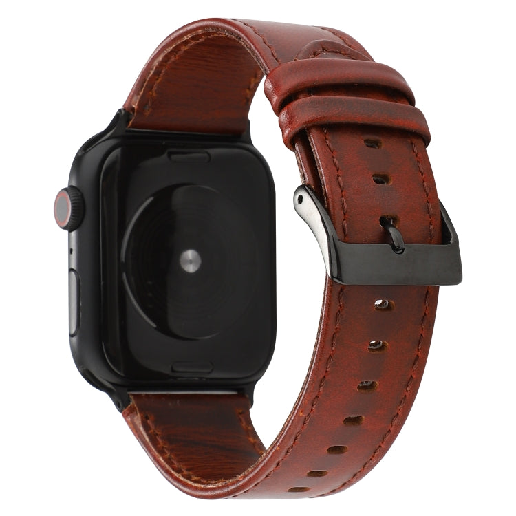 Cinturino in vera pelle con trama di cavallo pazzo in cera d'olio, For Apple Watch Series, For Apple Watch Series 5