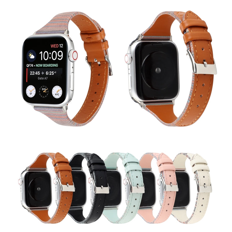 Cinturino cinturino in vera pelle con strisce cucite, For Apple Watch Series, For Apple Watch Series 5
