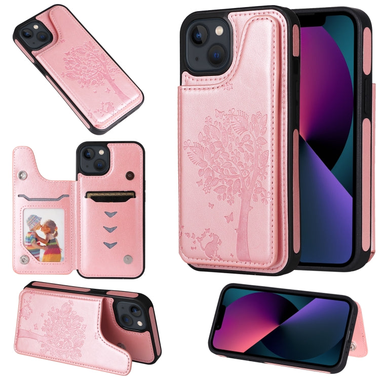 Custodia antiurto con motivo albero di gatto per iPhone 13 mini