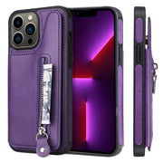 Custodia per telefono antiurto con cerniera a doppia fibbia in tinta unita, For iPhone 13 Pro Max, For iPhone 13 Pro, For iPhone 13, For iPhone 13 mini