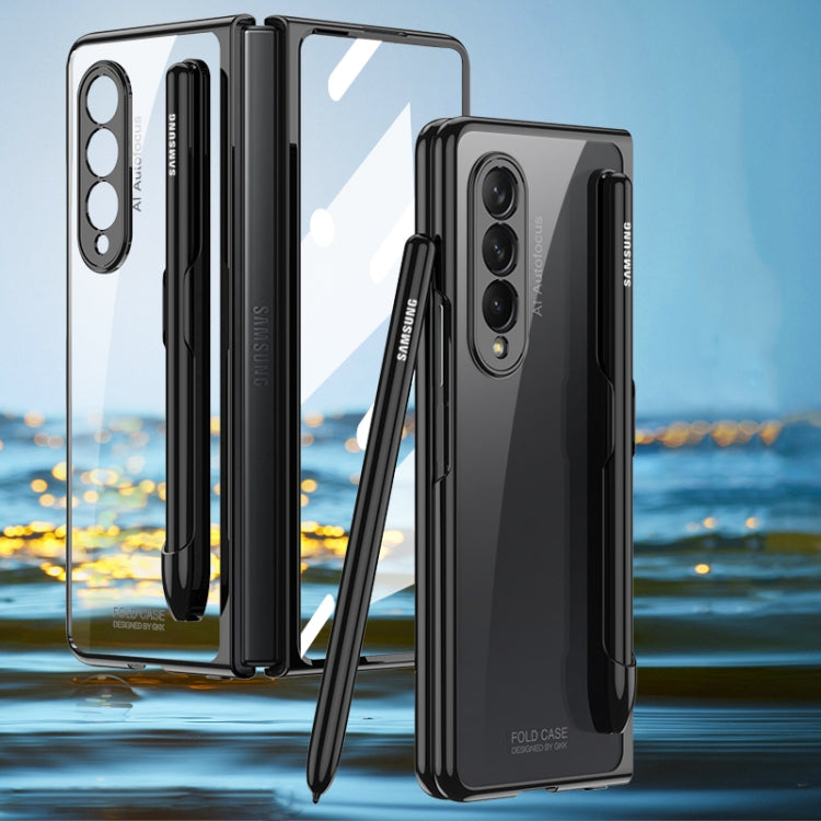 GKK Custodia per telefono con placcatura galvanica integrata + vetro con slot per penna, For Samsung Galaxy Z Fold3 5G
