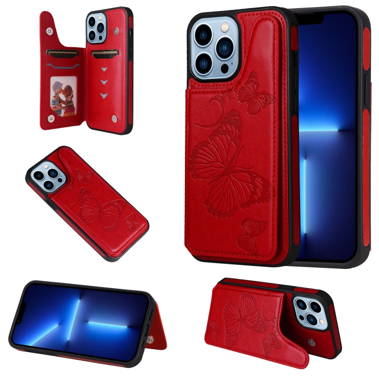 Custodia portafoglio antiurto con motivo farfalla per iPhone 13 P