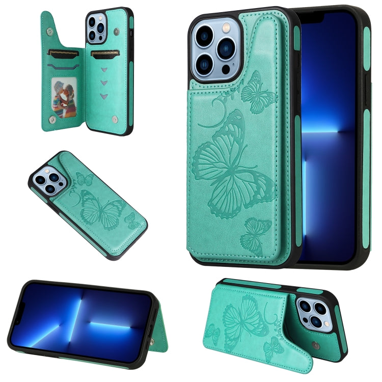 Custodia portafoglio antiurto con motivo farfalla per iPhone 13 P