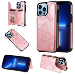 Custodia portafoglio antiurto con motivo farfalla per iPhone 13 P