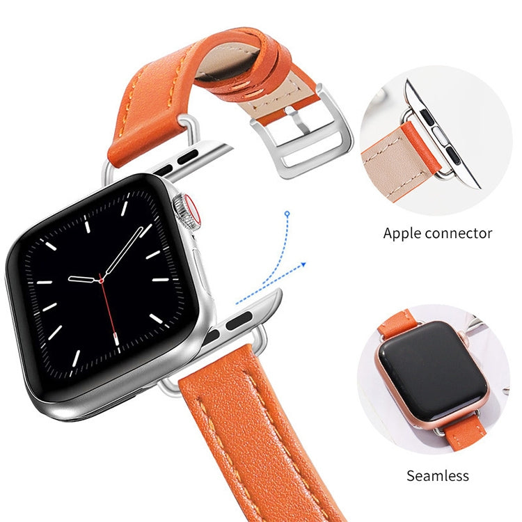 Cinturino in pelle di vacchetta da 14 mm per la serie Apple Watch, 7 41mm/6&SE&5&4 40mm/3&2&1 38mm, 7 45mm/6&SE&5&4 44mm/3&2&1 42mm