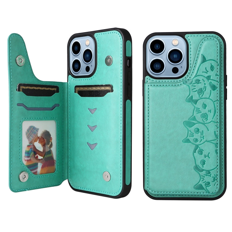 Custodia antiurto con motivo sei gatti per iPhone 13 Pro Max