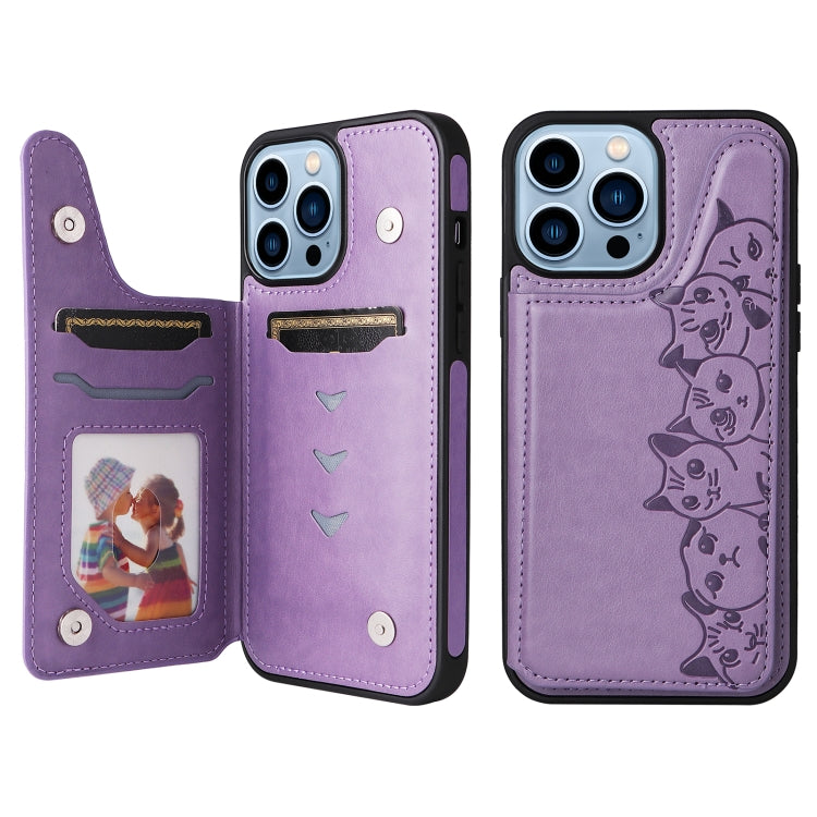 Custodia antiurto con motivo sei gatti per iPhone 13 Pro Max