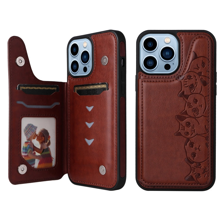 Custodia antiurto con motivo sei gatti per iPhone 13 Pro Max