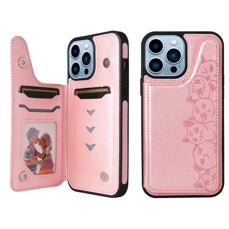 Custodia antiurto con motivo sei gatti per iPhone 13 Pro Max