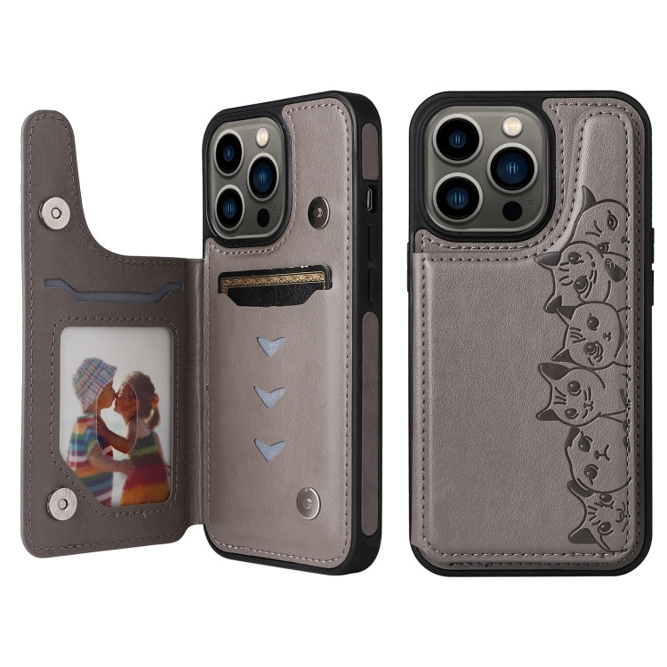 Custodia antiurto con motivo sei gatti per iPhone 13 Pro Max