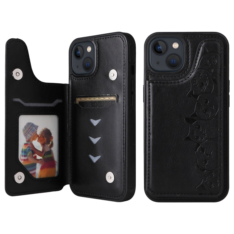 Custodia per telefono antiurto con motivo a goffratura a sei gatti, For iPhone 13 mini
