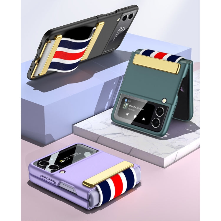GKK Ultra-sottile custodia a libro per telefono con copertura completa con cinturino colorato, For Samsung Galaxy Z Flip3 5G