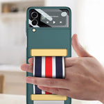 GKK Ultra-sottile custodia a libro per telefono con copertura completa con cinturino colorato, For Samsung Galaxy Z Flip3 5G