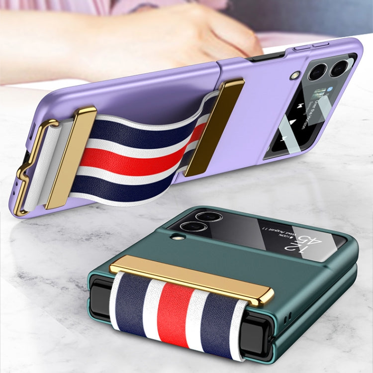 GKK Ultra-sottile custodia a libro per telefono con copertura completa con cinturino colorato, For Samsung Galaxy Z Flip3 5G