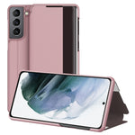 Custodia per telefono in pelle con vista sulla finestra, For Xiaomi Redmi Note 11 Pro, For Xiaomi Redmi Note 11, For Samsung Galaxy S22 Ultra 5G, For Samsung Galaxy S22+ 5G, For Samsung Galaxy S22 5G