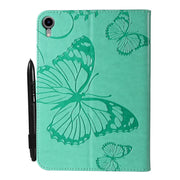 Custodia per tablet in pelle a vibrazione orizzontale con motivo a farfalla con stampa pressata, For iPad mini 6