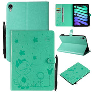 Custodia per tablet in pelle a ribalta orizzontale con motivo a rilievo Cat Bee, For iPad mini 6