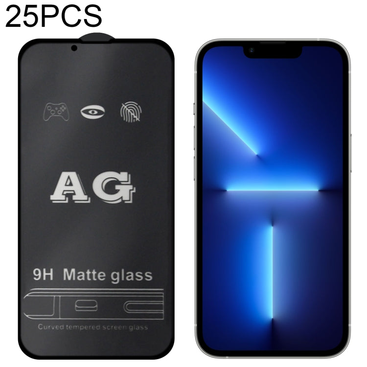 25 PZ AG Pellicola in vetro temperato a copertura totale smerigliata opaca, For iPhone 13 mini (25pcs), For iPhone 16e / 13 / 13 Pro  (25pcs), For iPhone 13 Pro Max (25pcs)