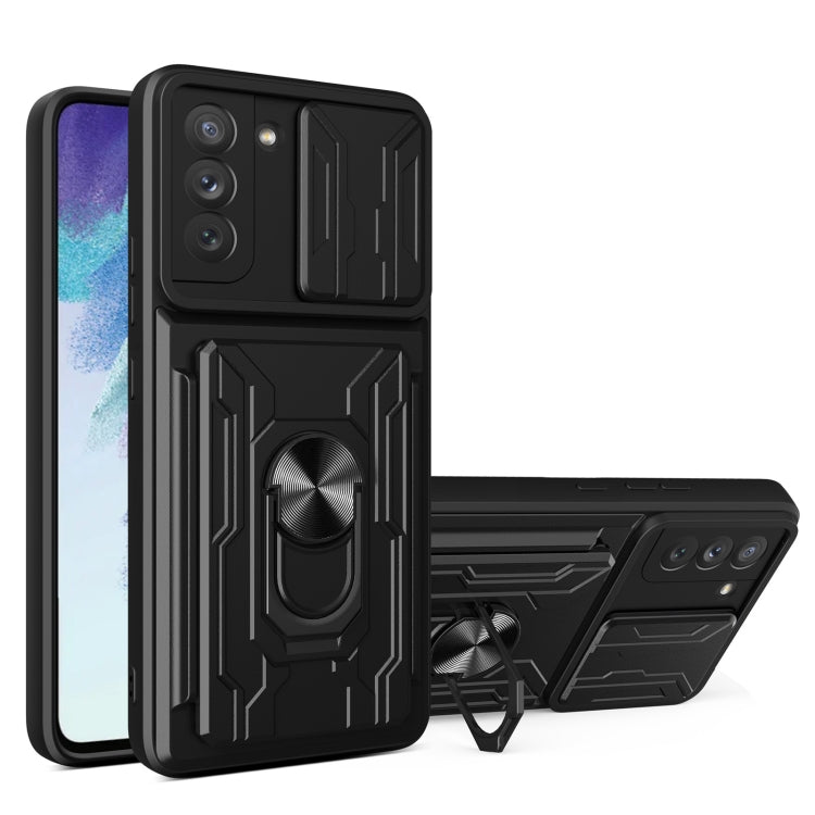 Custodia per telefono con custodia per fotocamera con slot per schede e supporto, For Samsung Galaxy S21 FE 5G