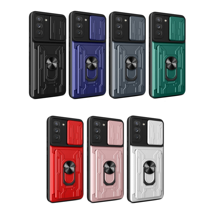 Custodia per telefono con custodia per fotocamera con slot per schede e supporto, For Samsung Galaxy S21 FE 5G