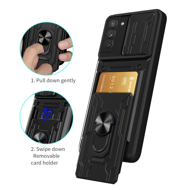 Custodia per telefono con custodia per fotocamera con slot per schede e supporto, For Samsung Galaxy S21 FE 5G