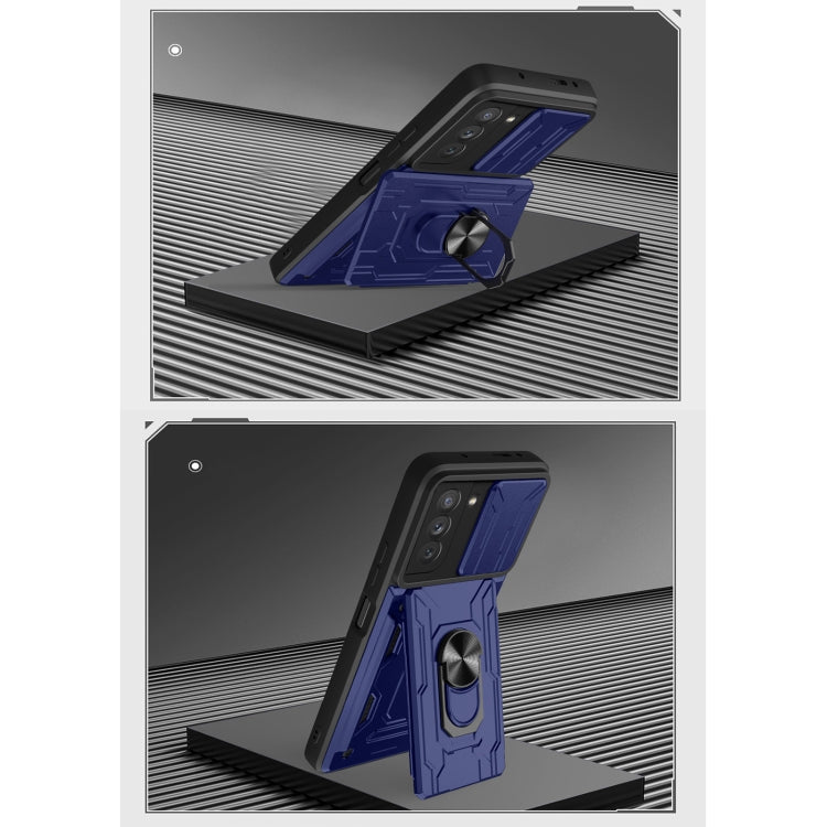 Custodia per telefono con custodia per fotocamera con slot per schede e supporto, For Samsung Galaxy S21 FE 5G