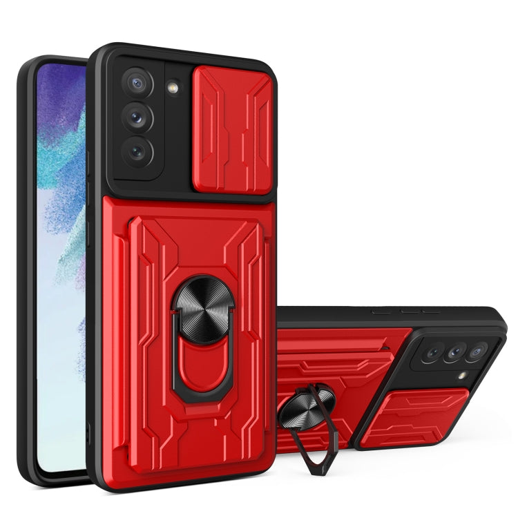 Custodia per telefono con custodia per fotocamera con slot per schede e supporto, For Samsung Galaxy S21 FE 5G