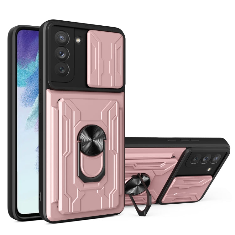 Custodia per telefono con custodia per fotocamera con slot per schede e supporto, For Samsung Galaxy S21 FE 5G