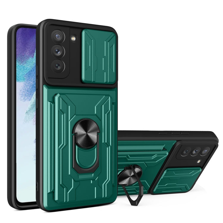 Custodia per telefono con custodia per fotocamera con slot per schede e supporto, For Samsung Galaxy S21 FE 5G