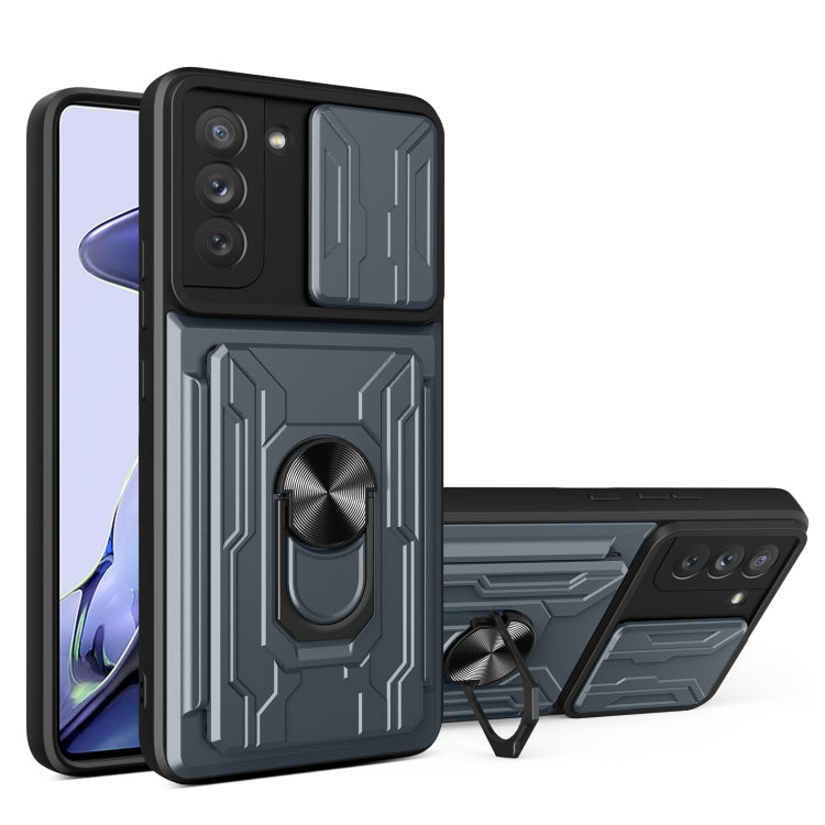 Custodia per telefono con custodia per fotocamera con slot per schede e supporto, For Samsung Galaxy S21 FE 5G