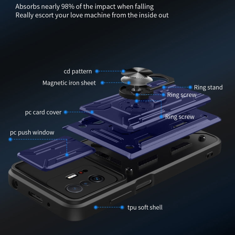 Custodia per telefono con custodia per fotocamera con slot per schede e supporto, For Xiaomi 11T, For Xiaomi Redmi Note 10 Pro, For Xiaomi Redmi 10