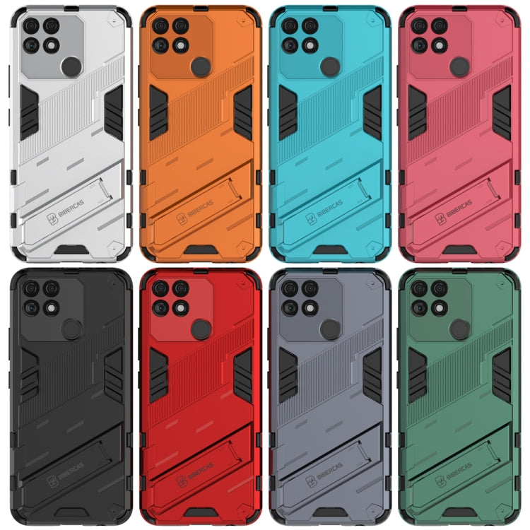 Punk Armor 2 in 1 PC + custodia per telefono antiurto in TPU con supporto invisibile, For Realme Narzo 50A, For OPPO Realme Narzo 50A, For Realme Narzo 50i, For OPPO Realme Narzo 50i