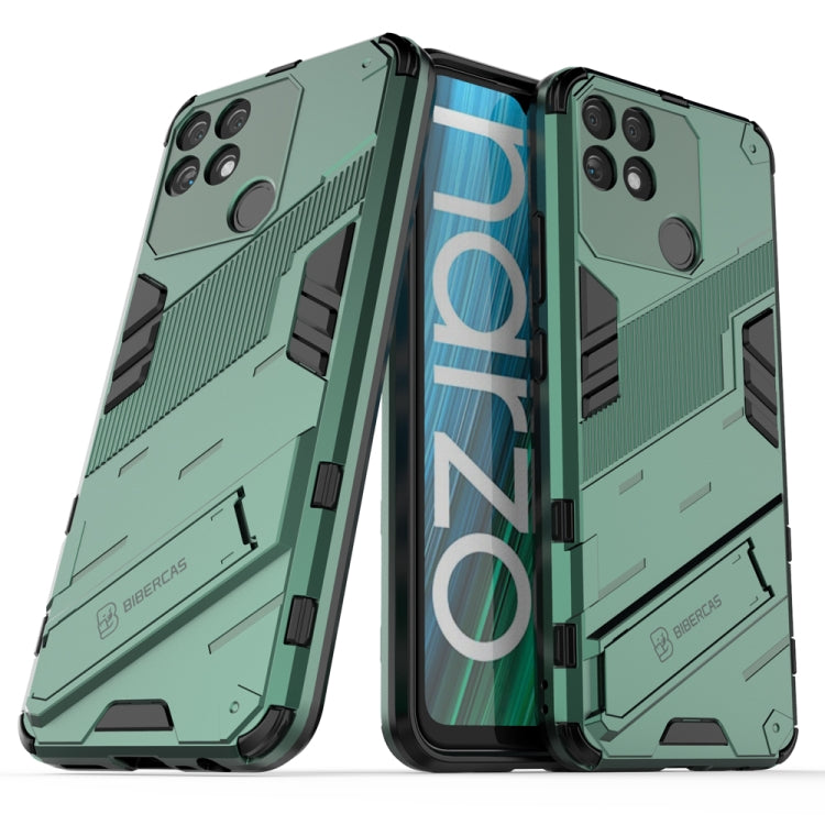 Punk Armor 2 in 1 PC + custodia per telefono antiurto in TPU con supporto invisibile, For Realme Narzo 50A, For OPPO Realme Narzo 50A, For Realme Narzo 50i, For OPPO Realme Narzo 50i