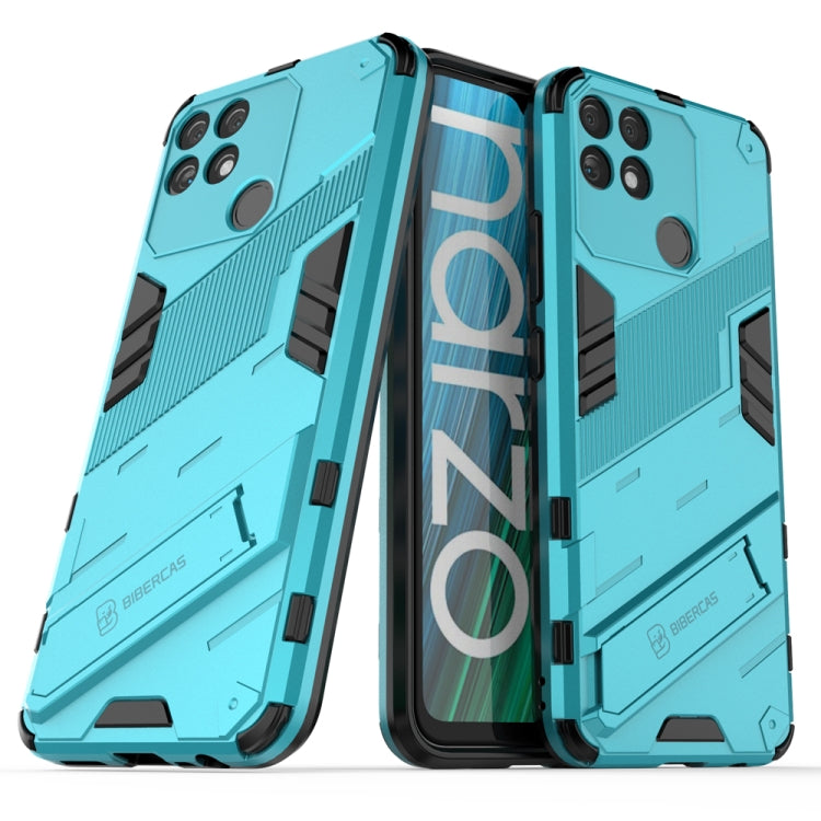 Punk Armor 2 in 1 PC + custodia per telefono antiurto in TPU con supporto invisibile, For Realme Narzo 50A, For OPPO Realme Narzo 50A, For Realme Narzo 50i, For OPPO Realme Narzo 50i