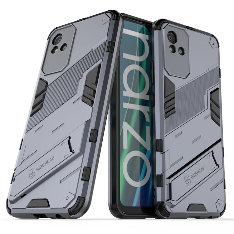 Punk Armor 2 in 1 PC + custodia per telefono antiurto in TPU con supporto invisibile, For Realme Narzo 50A, For OPPO Realme Narzo 50A, For Realme Narzo 50i, For OPPO Realme Narzo 50i