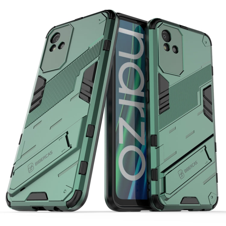 Punk Armor 2 in 1 PC + custodia per telefono antiurto in TPU con supporto invisibile, For Realme Narzo 50A, For OPPO Realme Narzo 50A, For Realme Narzo 50i, For OPPO Realme Narzo 50i