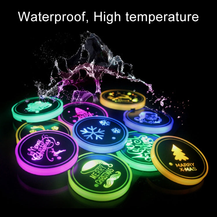 Auto Acrilico Colorato Caricatore USB Tazza di Acqua Scanalatura LED Atmosfera Luce, Bell, Santa Claus, Christmas Deer, Christmas Hat, Christmas Tree, Christmas, Glove, Socks, Snowflake, English Deer, English Christmas, English Tree