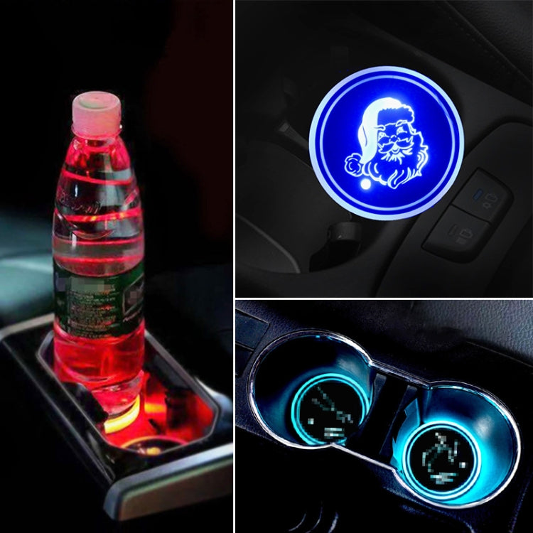 Auto Acrilico Colorato Caricatore USB Tazza di Acqua Scanalatura LED Atmosfera Luce, Bell, Santa Claus, Christmas Deer, Christmas Hat, Christmas Tree, Christmas, Glove, Socks, Snowflake, English Deer, English Christmas, English Tree