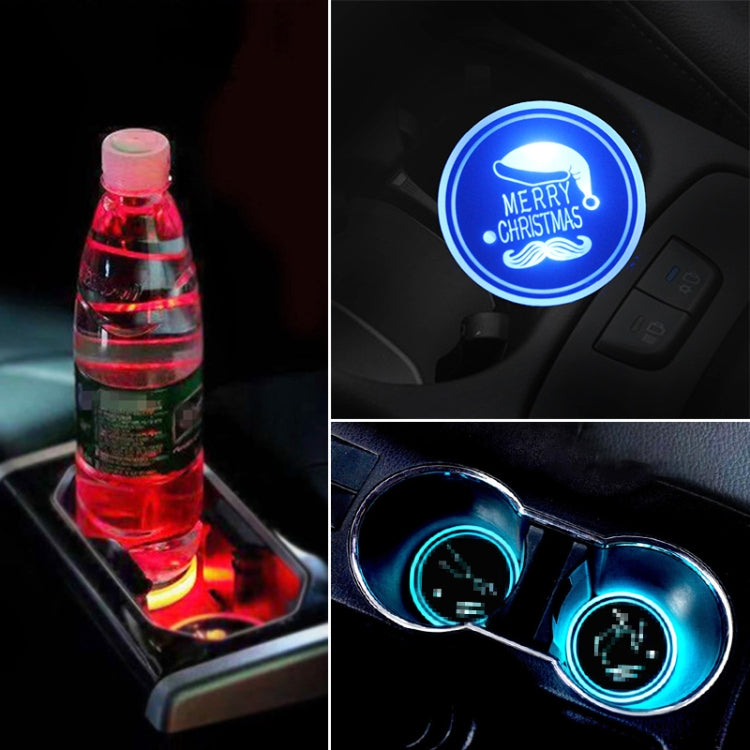 Auto Acrilico Colorato Caricatore USB Tazza di Acqua Scanalatura LED Atmosfera Luce, Bell, Santa Claus, Christmas Deer, Christmas Hat, Christmas Tree, Christmas, Glove, Socks, Snowflake, English Deer, English Christmas, English Tree