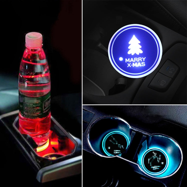 Auto Acrilico Colorato Caricatore USB Tazza di Acqua Scanalatura LED Atmosfera Luce, Bell, Santa Claus, Christmas Deer, Christmas Hat, Christmas Tree, Christmas, Glove, Socks, Snowflake, English Deer, English Christmas, English Tree