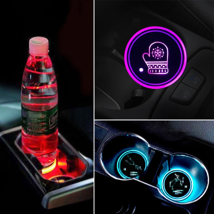 Auto Acrilico Colorato Caricatore USB Tazza di Acqua Scanalatura LED Atmosfera Luce, Bell, Santa Claus, Christmas Deer, Christmas Hat, Christmas Tree, Christmas, Glove, Socks, Snowflake, English Deer, English Christmas, English Tree