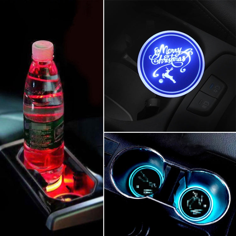 Auto Acrilico Colorato Caricatore USB Tazza di Acqua Scanalatura LED Atmosfera Luce, Bell, Santa Claus, Christmas Deer, Christmas Hat, Christmas Tree, Christmas, Glove, Socks, Snowflake, English Deer, English Christmas, English Tree