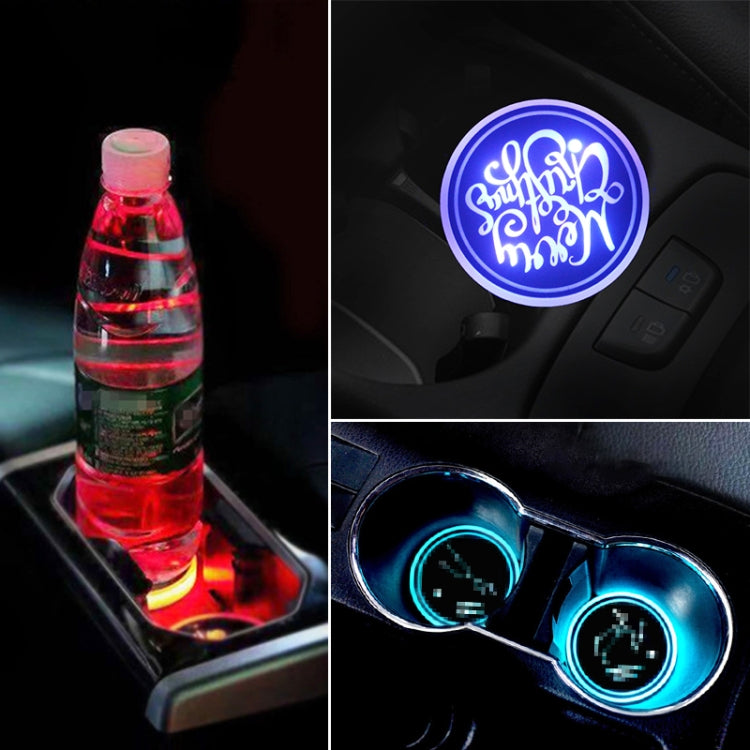Auto Acrilico Colorato Caricatore USB Tazza di Acqua Scanalatura LED Atmosfera Luce, Bell, Santa Claus, Christmas Deer, Christmas Hat, Christmas Tree, Christmas, Glove, Socks, Snowflake, English Deer, English Christmas, English Tree