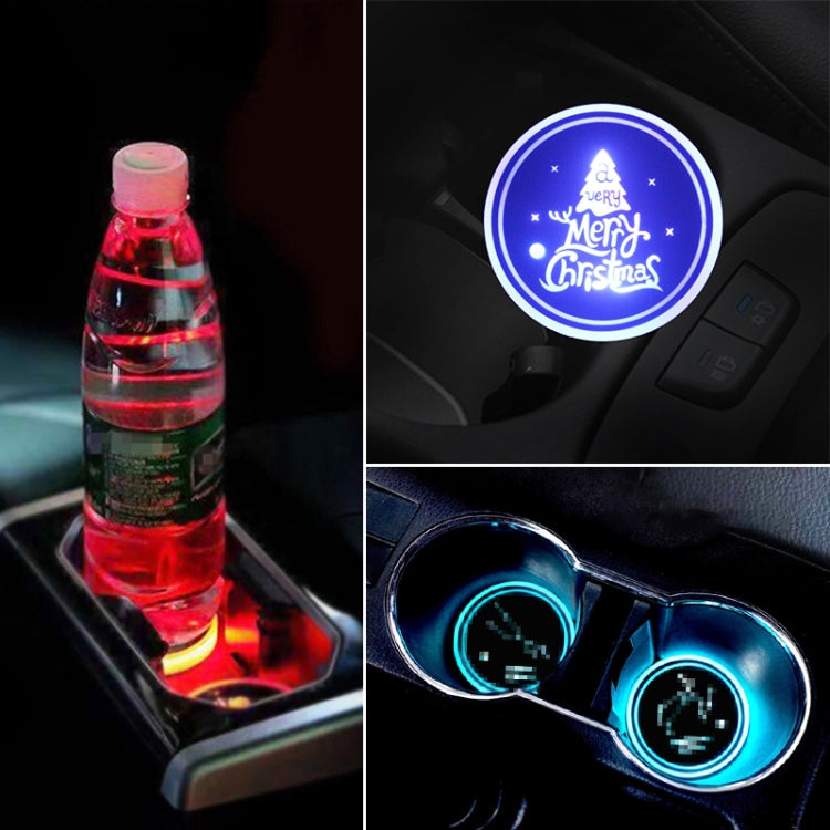 Auto Acrilico Colorato Caricatore USB Tazza di Acqua Scanalatura LED Atmosfera Luce, Bell, Santa Claus, Christmas Deer, Christmas Hat, Christmas Tree, Christmas, Glove, Socks, Snowflake, English Deer, English Christmas, English Tree